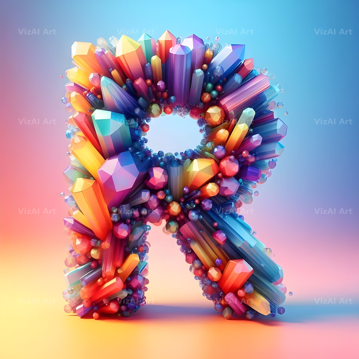 Rainbow Crystal Bead alphabet letter R