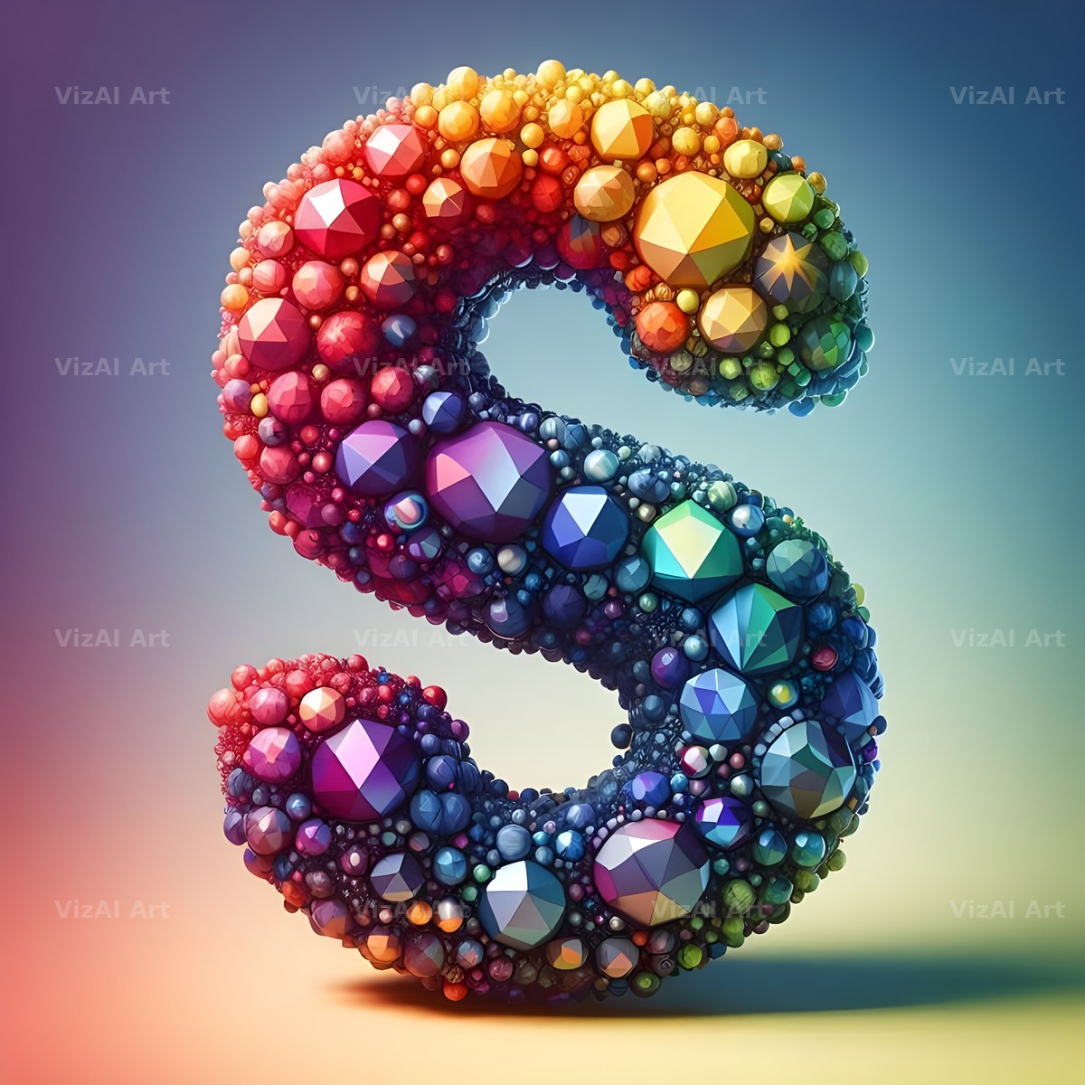 Rainbow Crystal Bead alphabet letter S