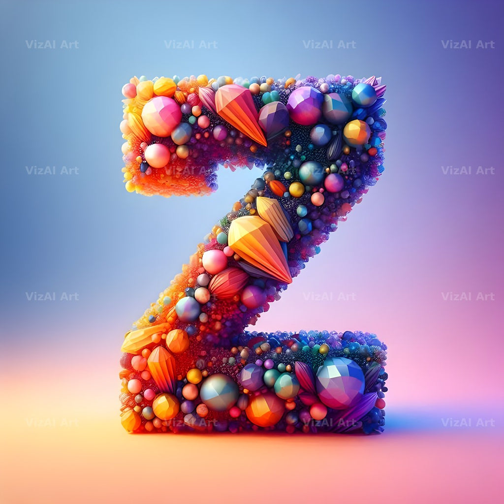 Rainbow Crystal Bead alphabet letter Z