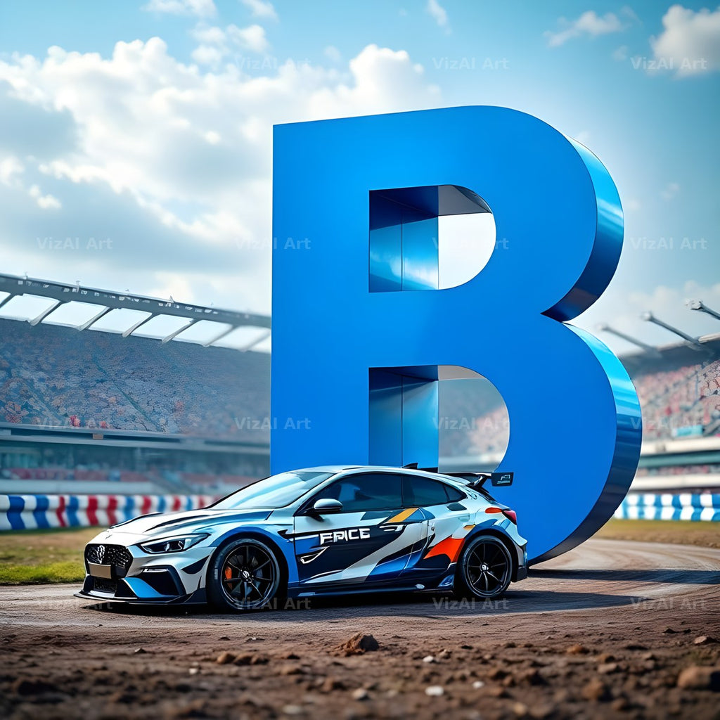 Race Car Circuit alphabet letter B