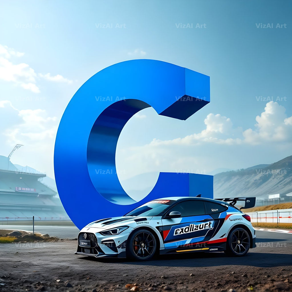 Race Car Circuit alphabet letter C