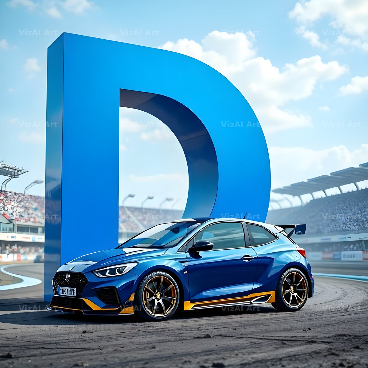 Race Car Circuit alphabet letter D