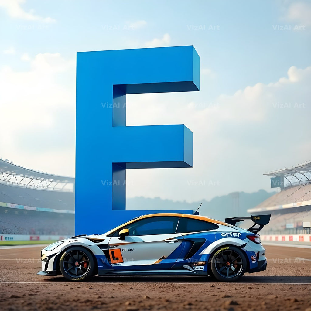 Race Car Circuit alphabet letter E