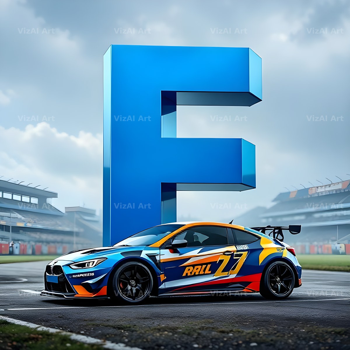 Race Car Circuit alphabet letter F