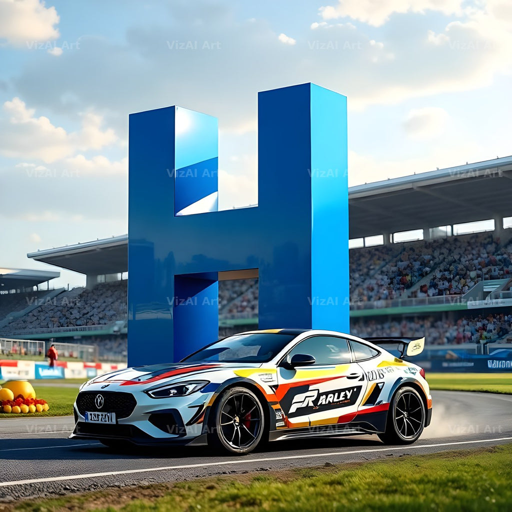 Race Car Circuit alphabet letter H