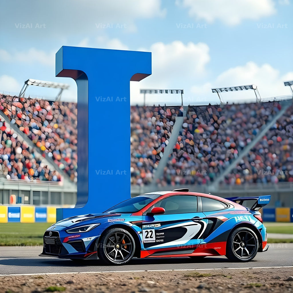Race Car Circuit alphabet letter I