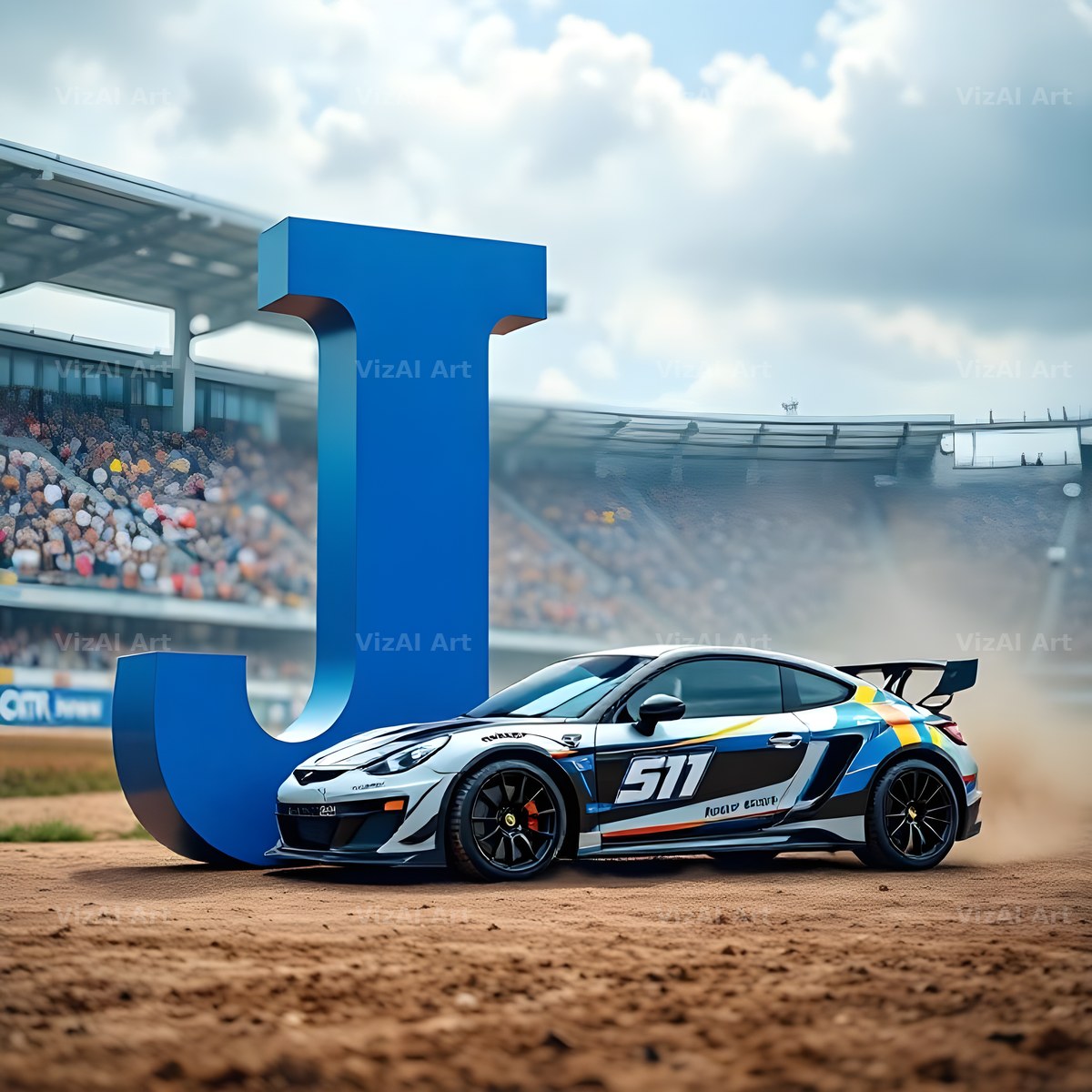 Race Car Circuit alphabet letter J