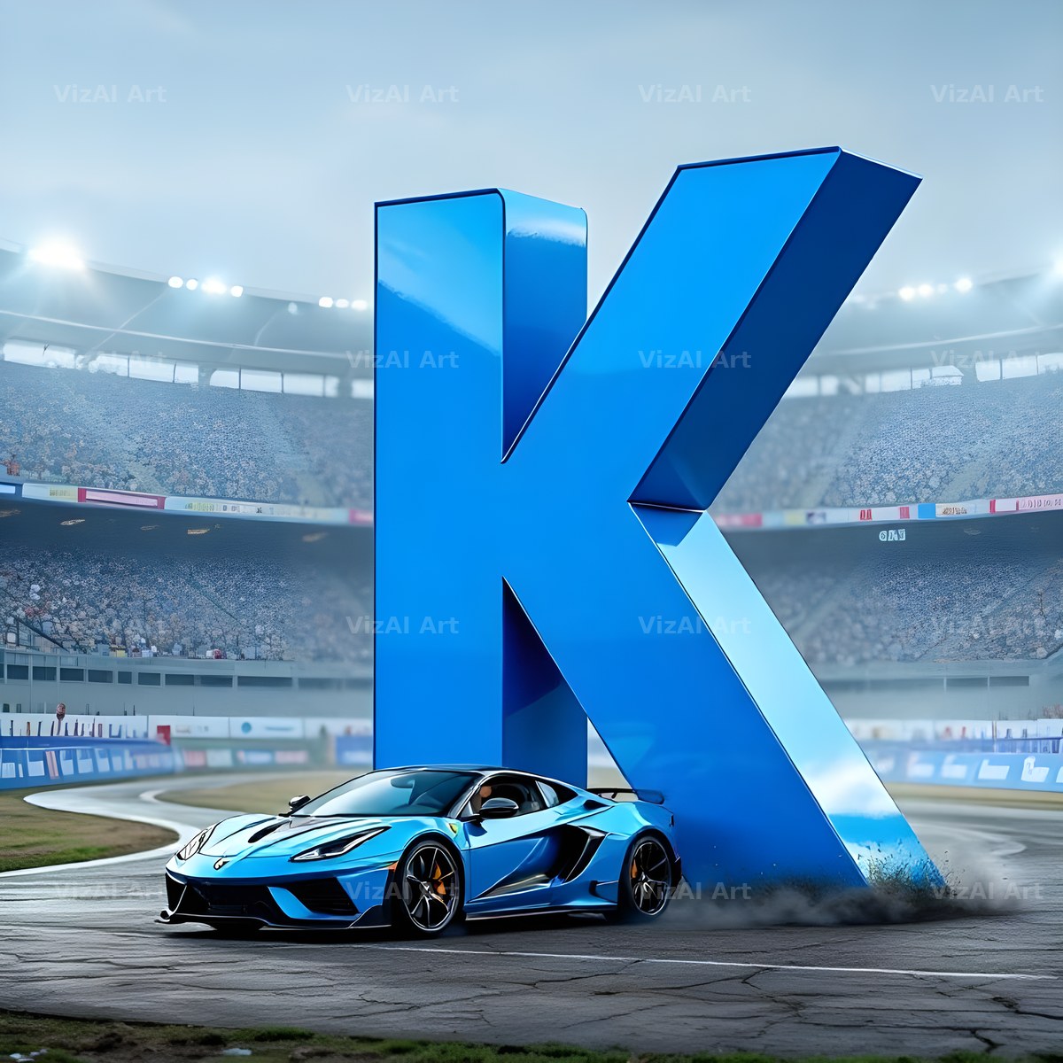 Race Car Circuit alphabet letter K