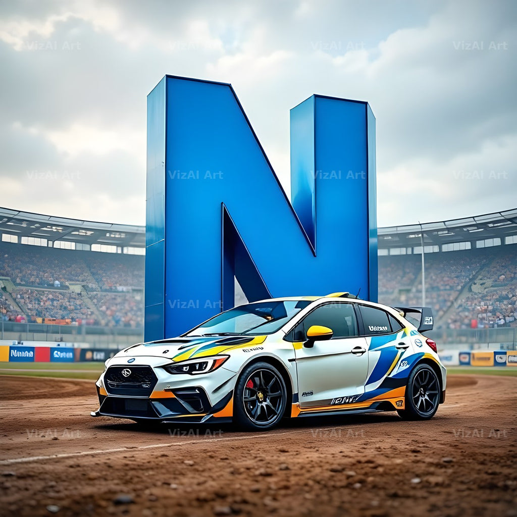 Race Car Circuit alphabet letter N