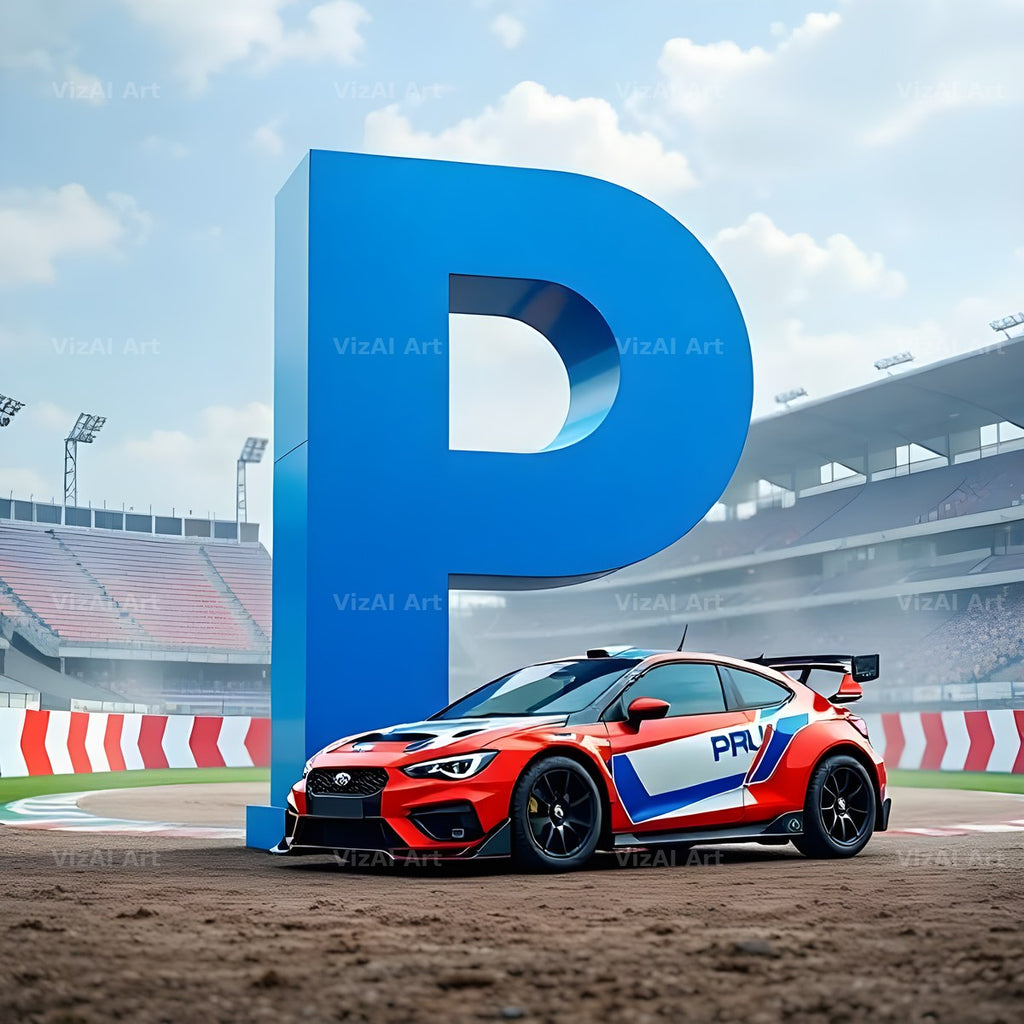 Race Car Circuit alphabet letter P