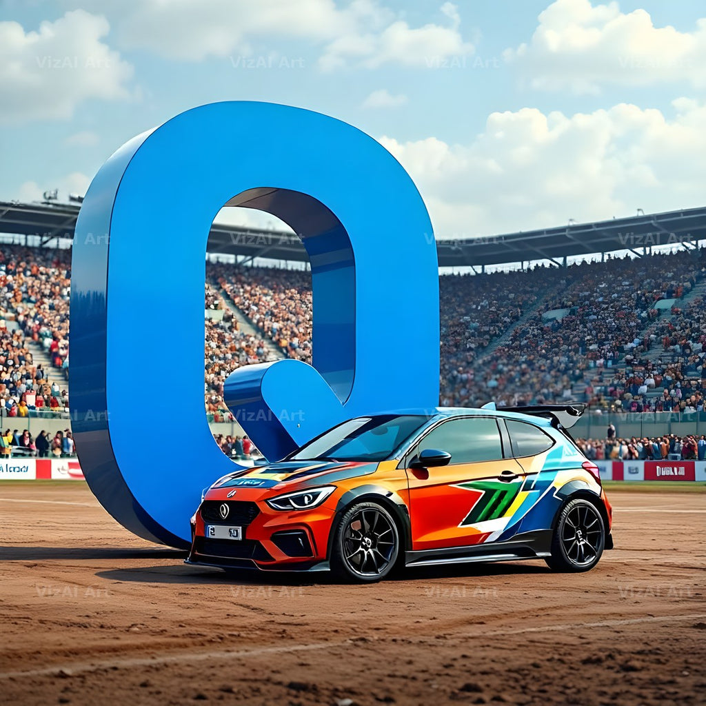 Race Car Circuit alphabet letter Q