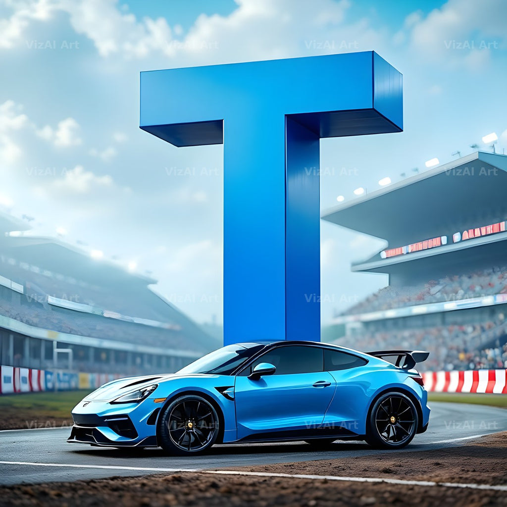 Race Car Circuit alphabet letter T