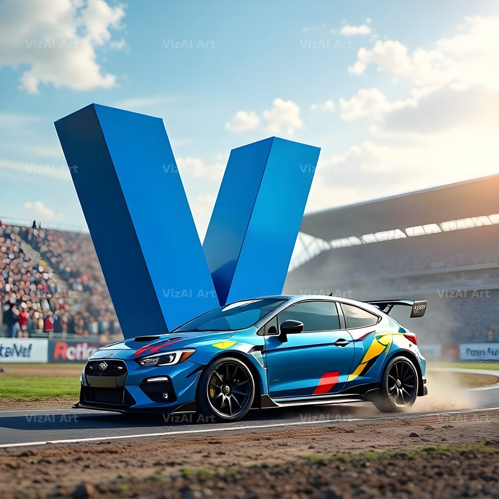 Race Car Circuit alphabet letter V