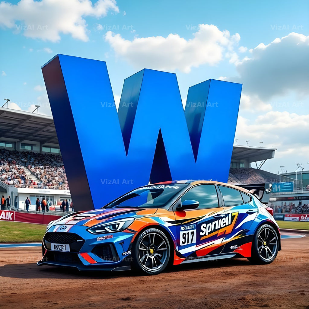 Race Car Circuit alphabet letter W