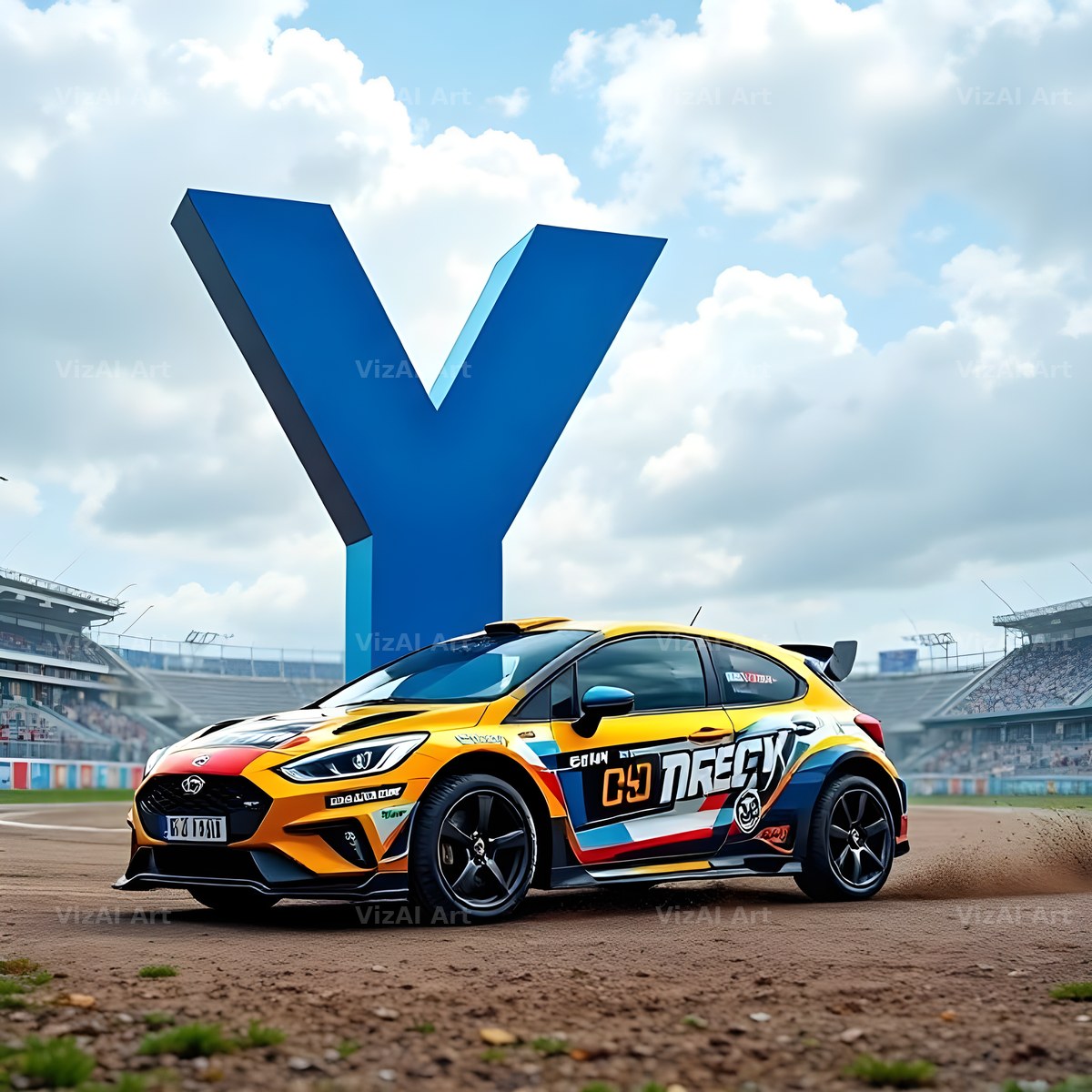 Race Car Circuit alphabet letter Y