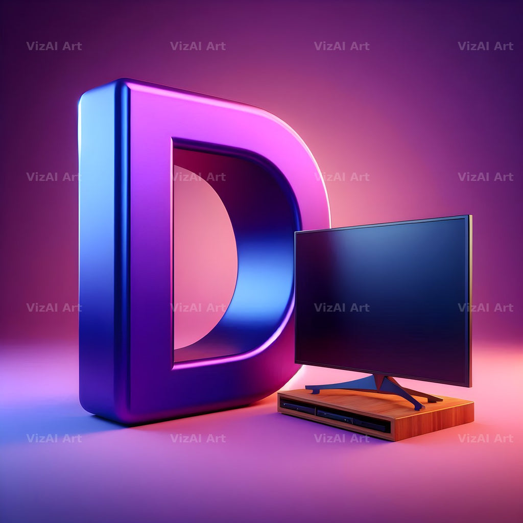 Retro TV Screen alphabet letter D