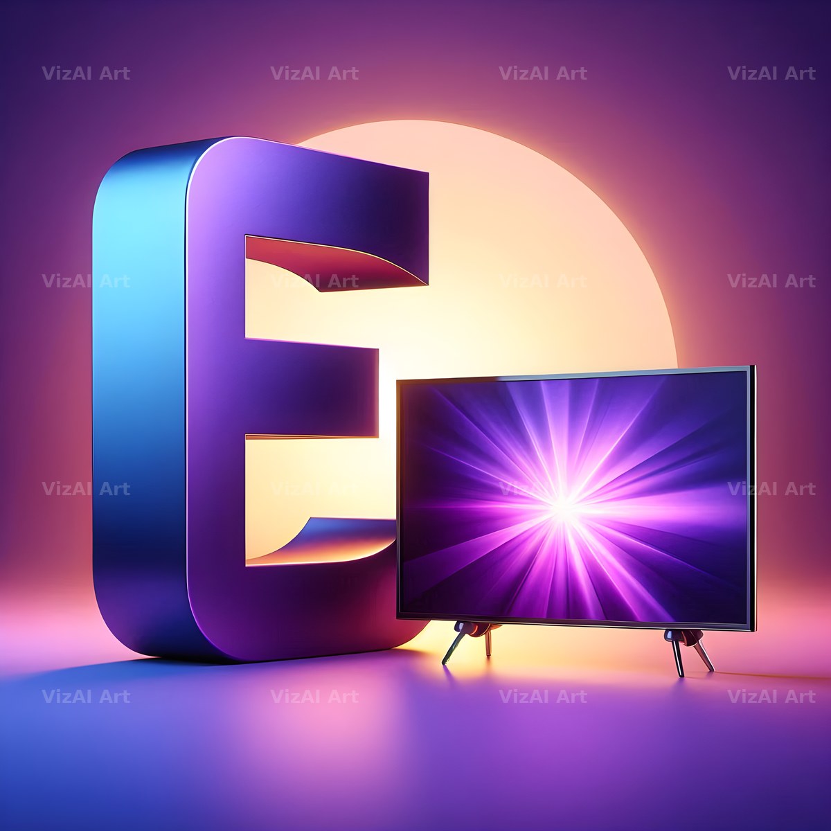 Retro TV Screen alphabet letter E