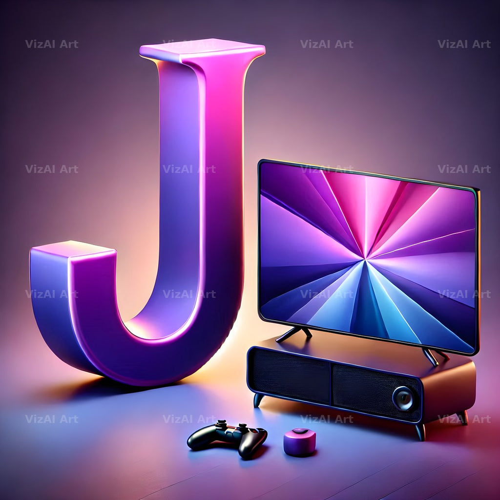 Retro TV Screen alphabet letter J