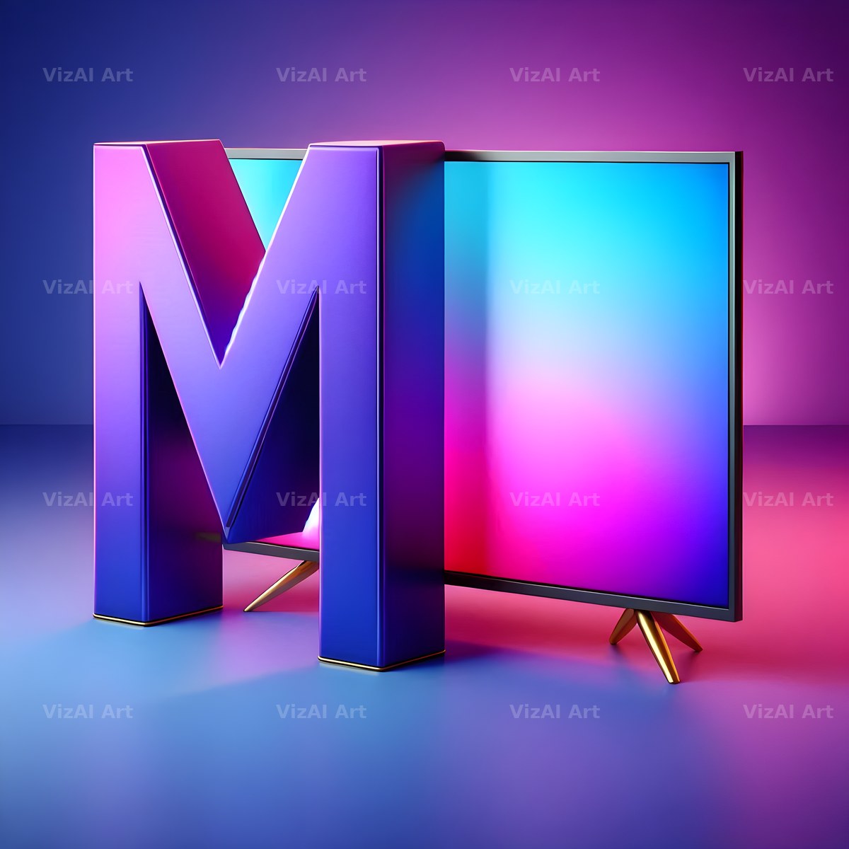 Retro TV Screen alphabet letter M