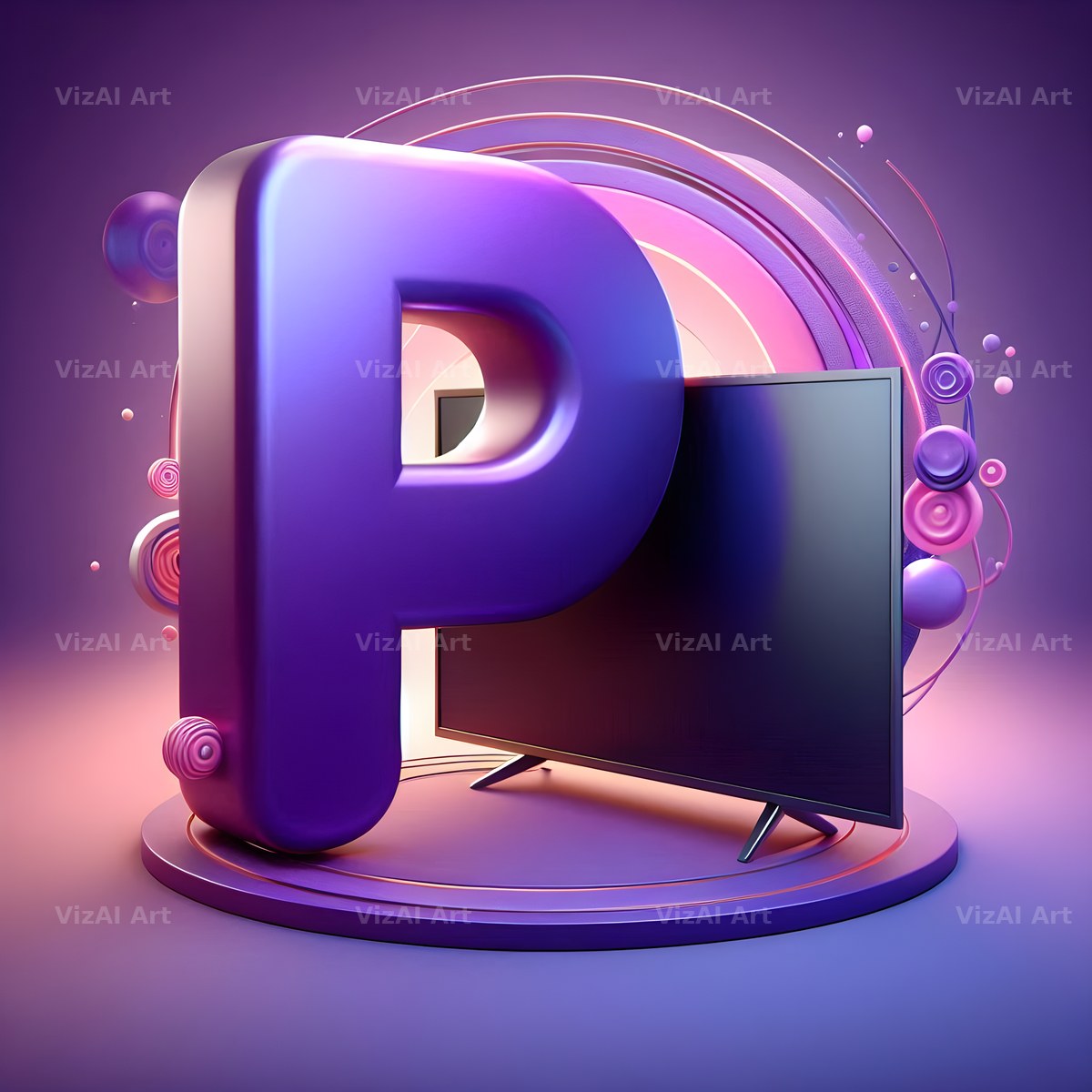 Retro TV Screen alphabet letter P
