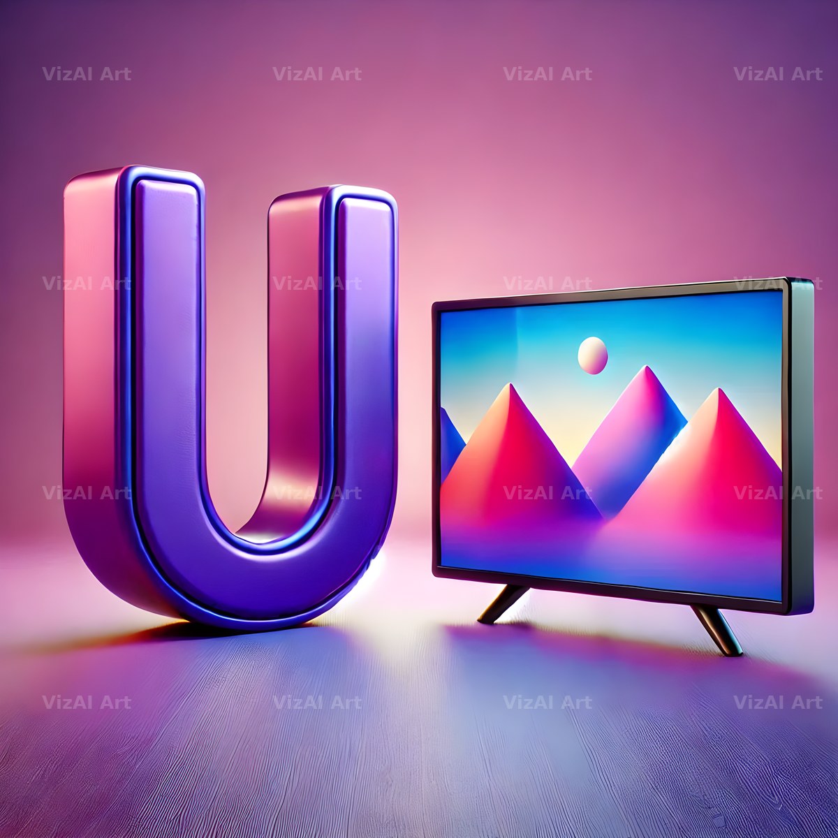 Retro TV Screen alphabet letter U