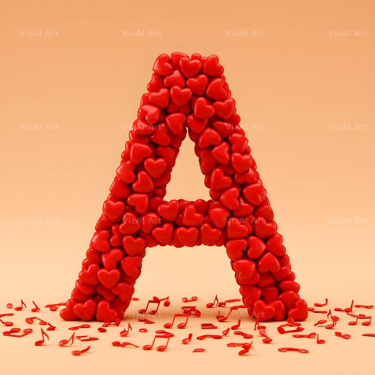 Red Heart Petal alphabet letter A