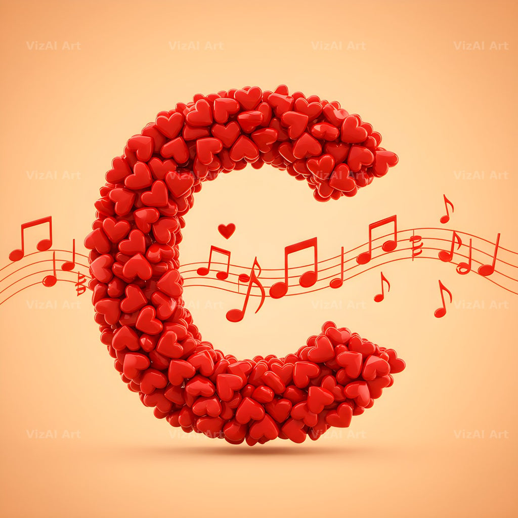 Red Heart Petal alphabet letter C