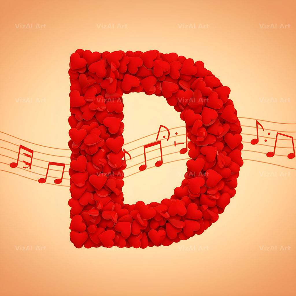 Red Heart Petal alphabet letter D