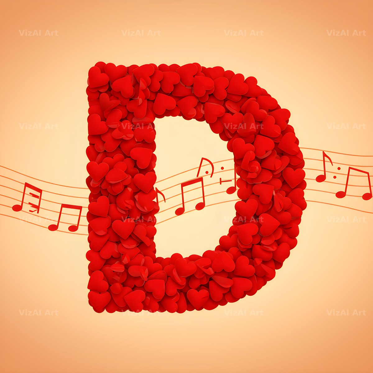 Red Heart Petal alphabet letter D