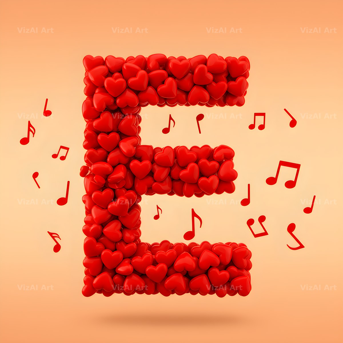 Red Heart Petal alphabet letter E