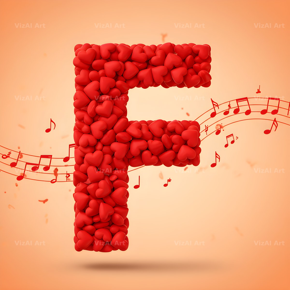 Red Heart Petal alphabet letter F