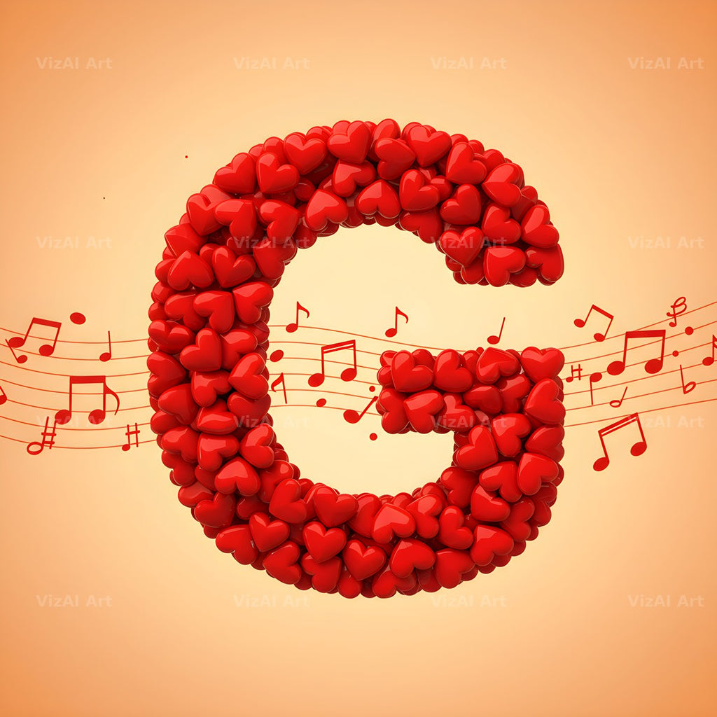 Red Heart Petal alphabet letter G