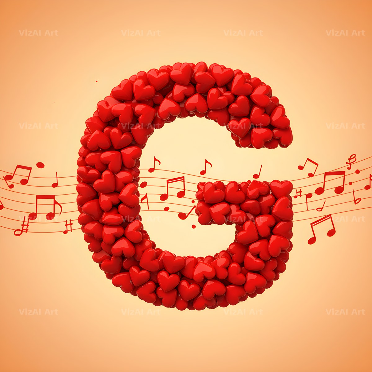 Red Heart Petal alphabet letter G