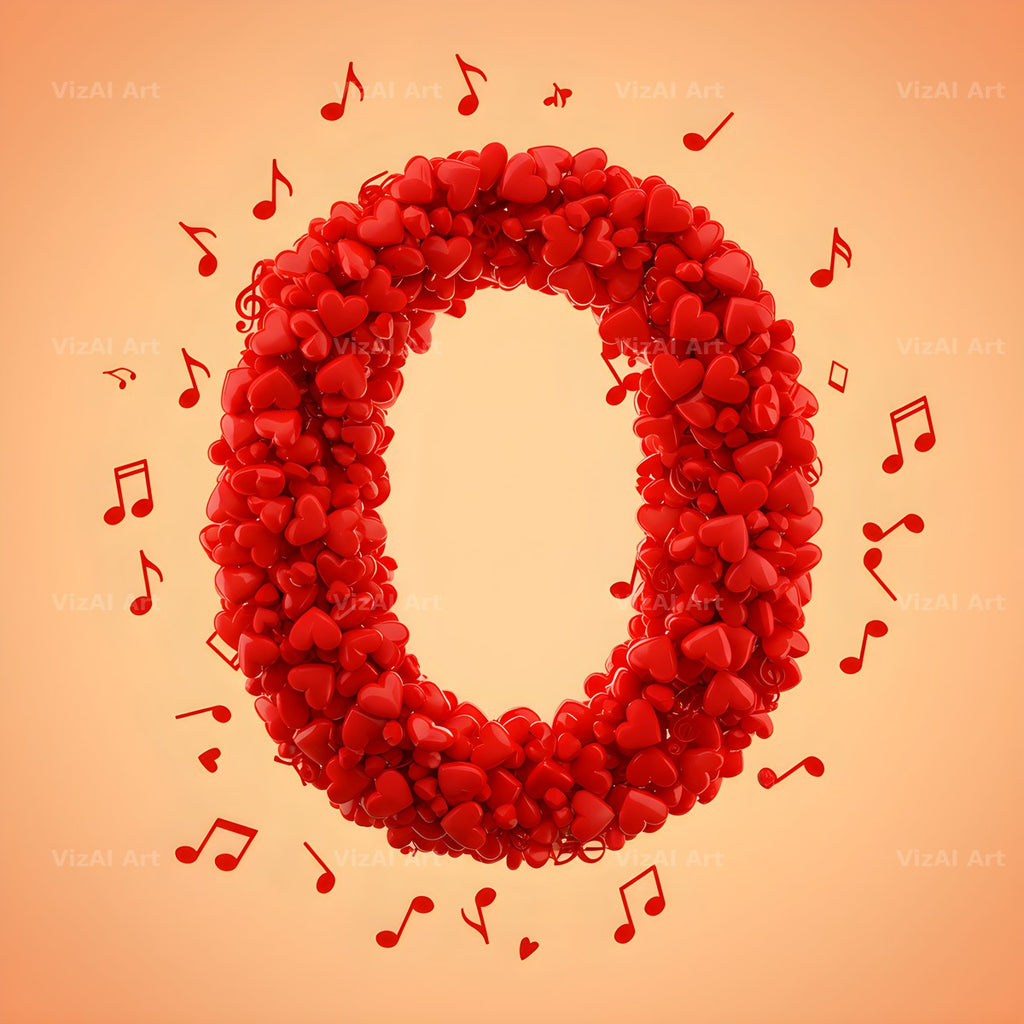Red Heart Petal alphabet letter O