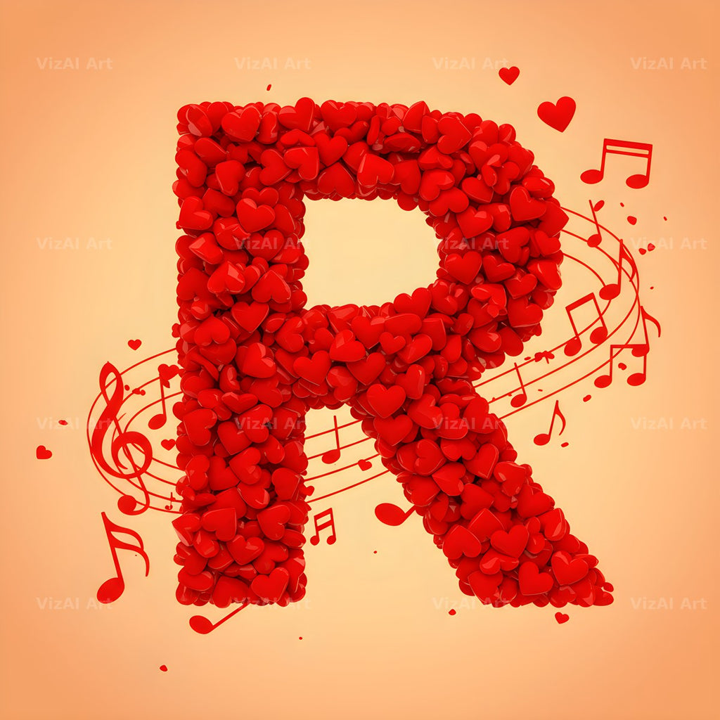 Red Heart Petal alphabet letter R