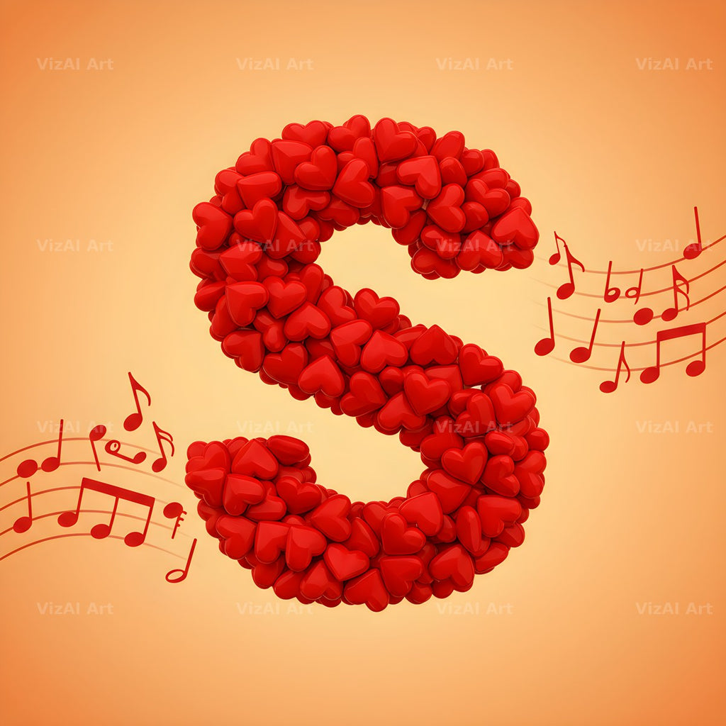Red Heart Petal alphabet letter S