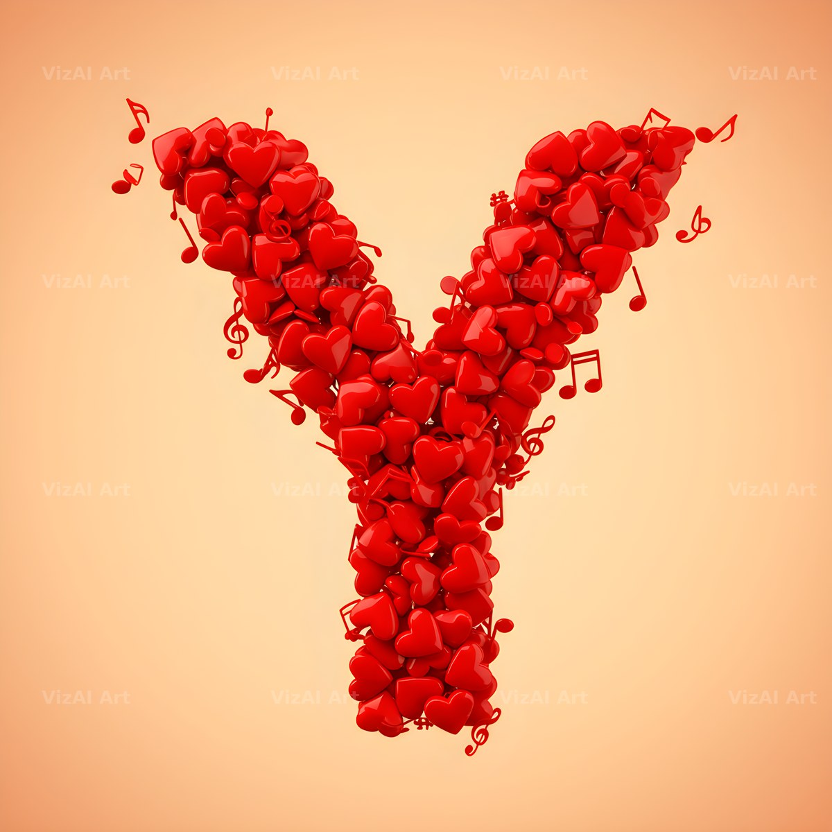 Red Heart Petal alphabet letter Y