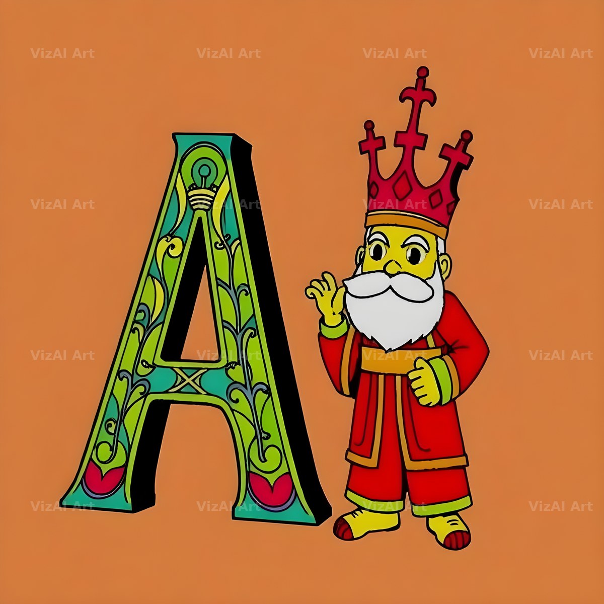 Royal King Court alphabet letter A