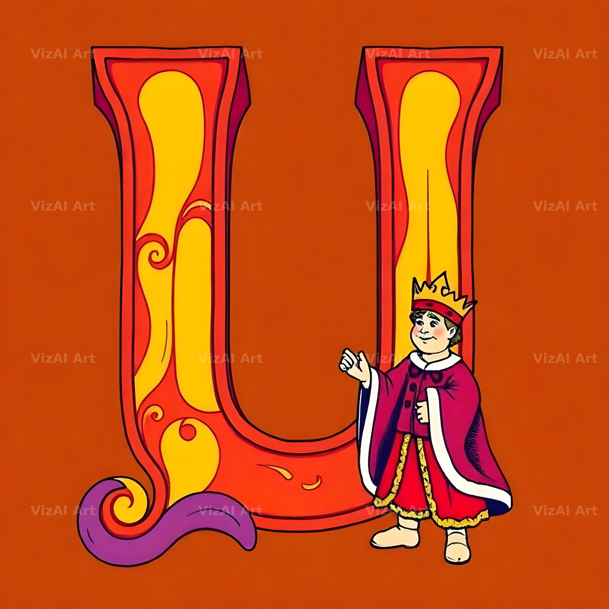 Royal King Court alphabet letter U