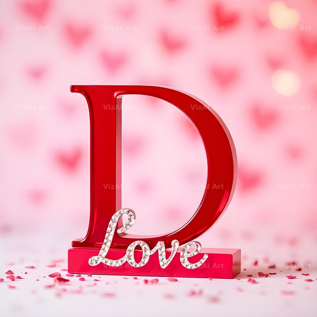 Romantic Love Letter alphabet letter D