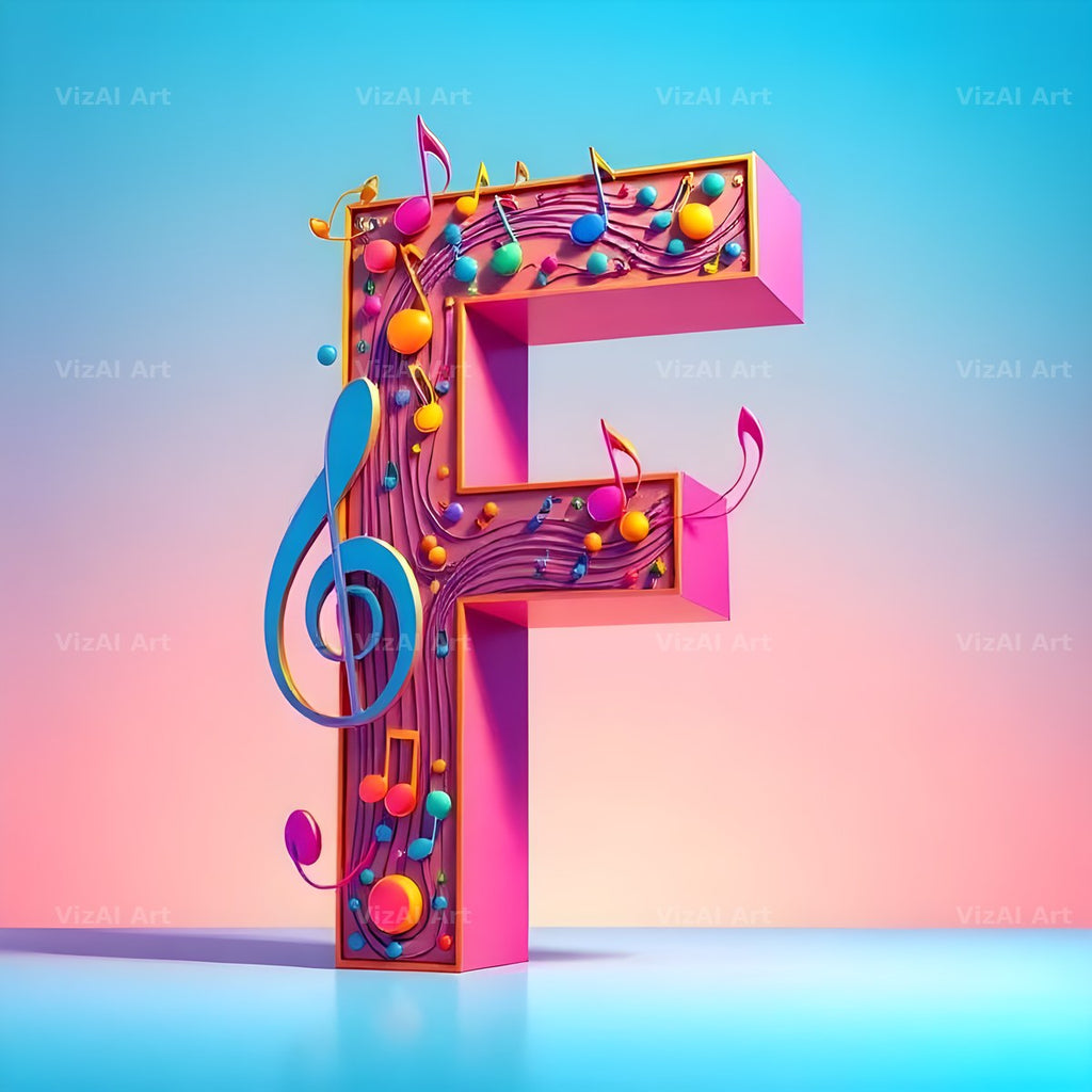 Rainbow Music Style alphabet letter F