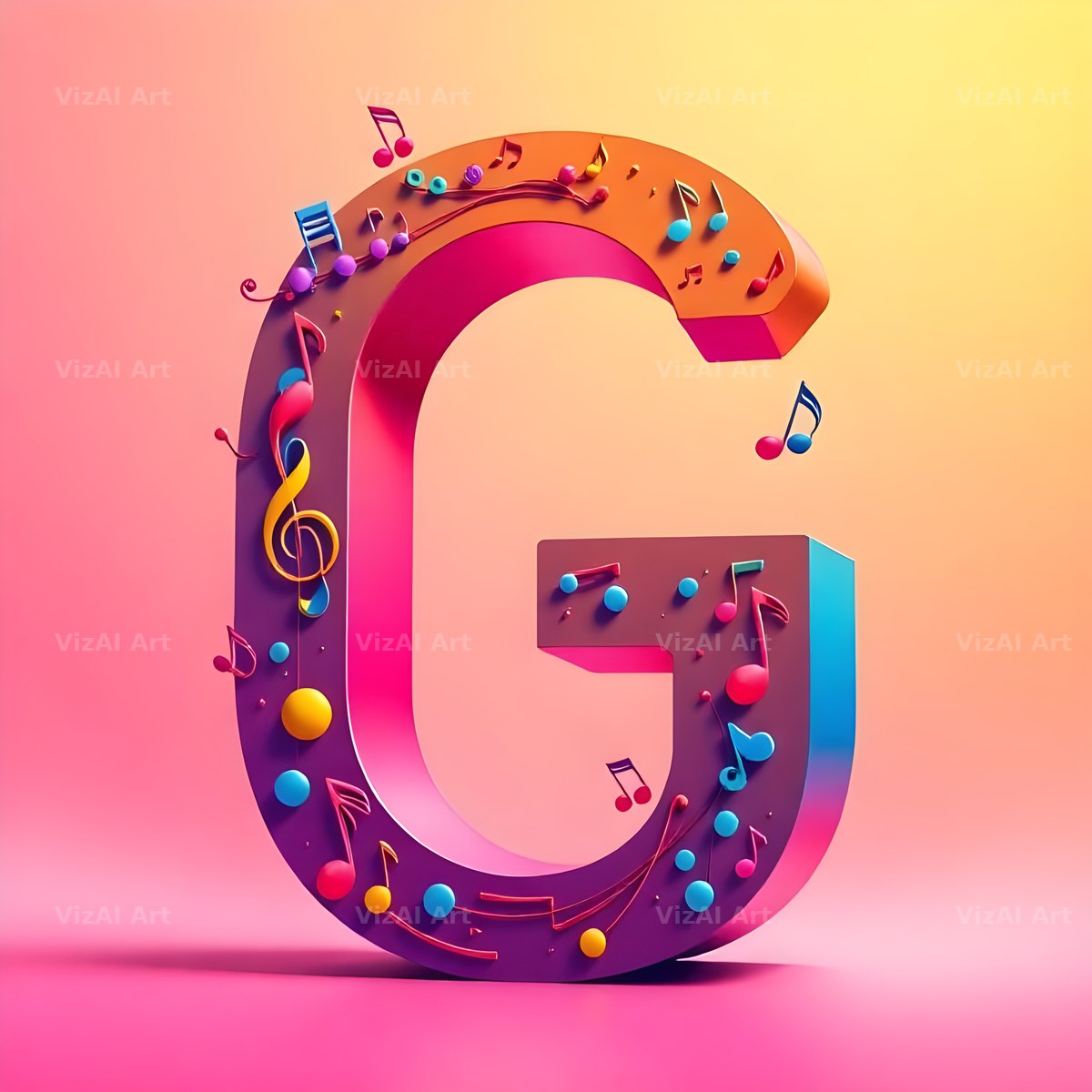 Rainbow Music Style alphabet letter G