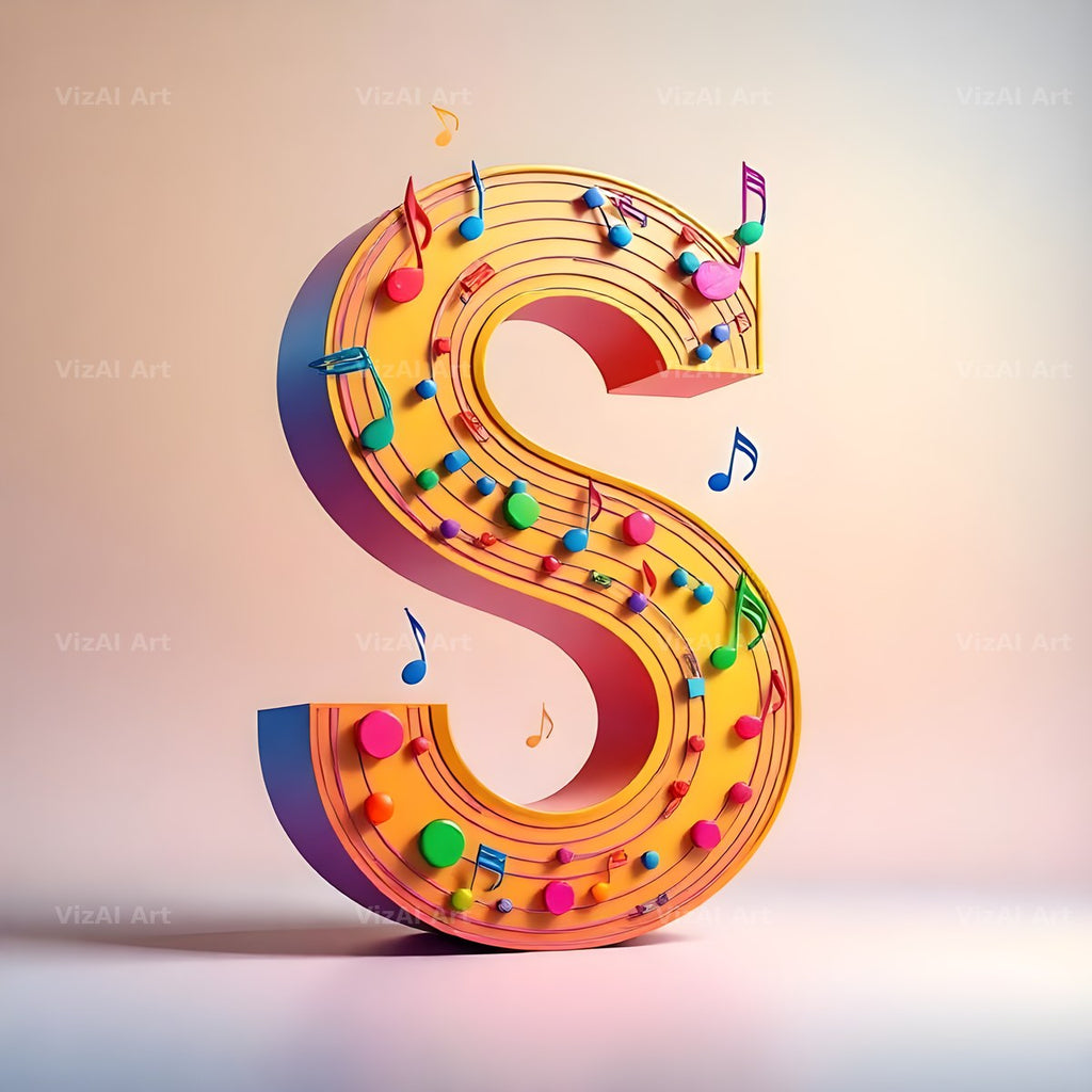 Rainbow Music Style alphabet letter S