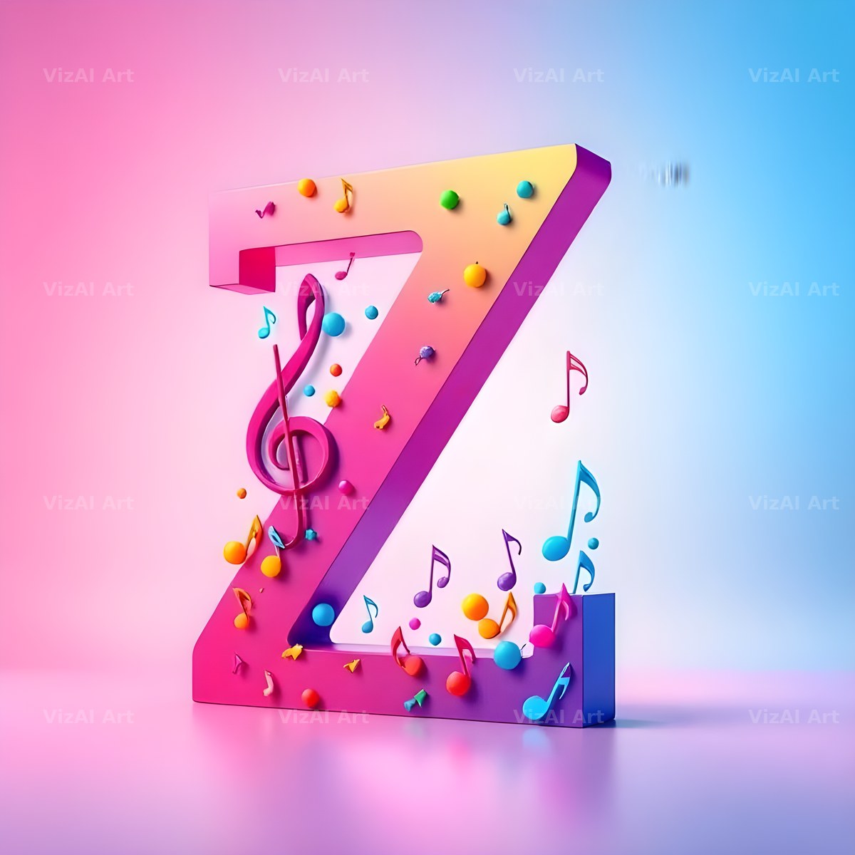 Rainbow Music Style alphabet letter Z