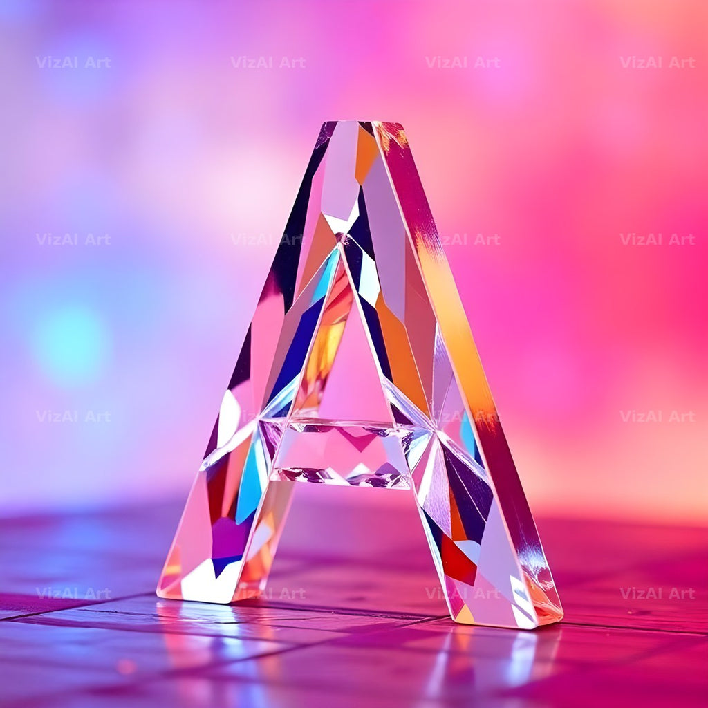 Rainbow Glass Reflection alphabet letter A