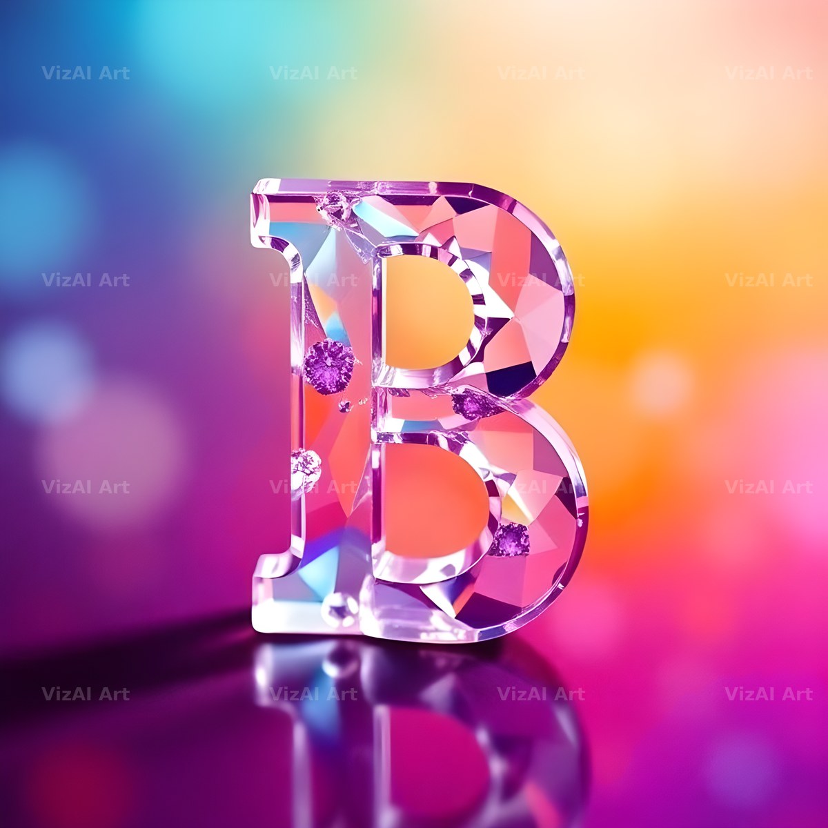 Rainbow Glass Reflection alphabet letter B