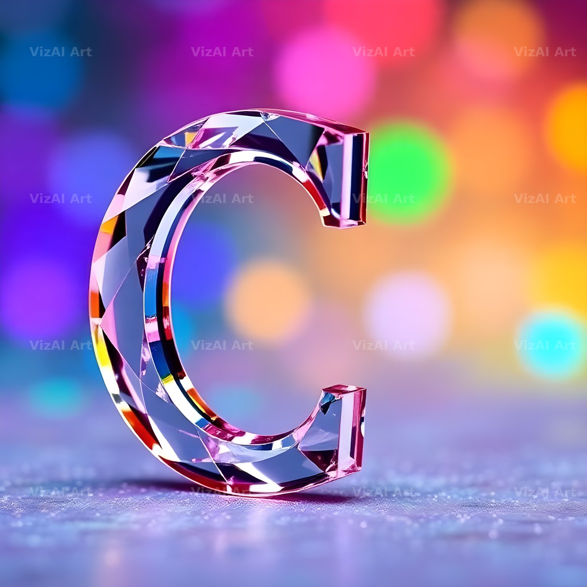 Rainbow Glass Reflection alphabet letter C