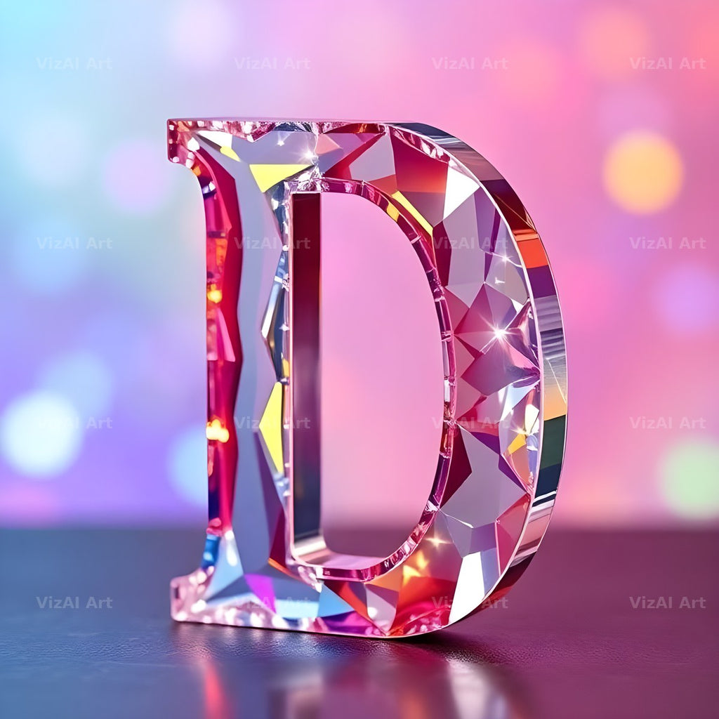 Rainbow Glass Reflection alphabet letter D