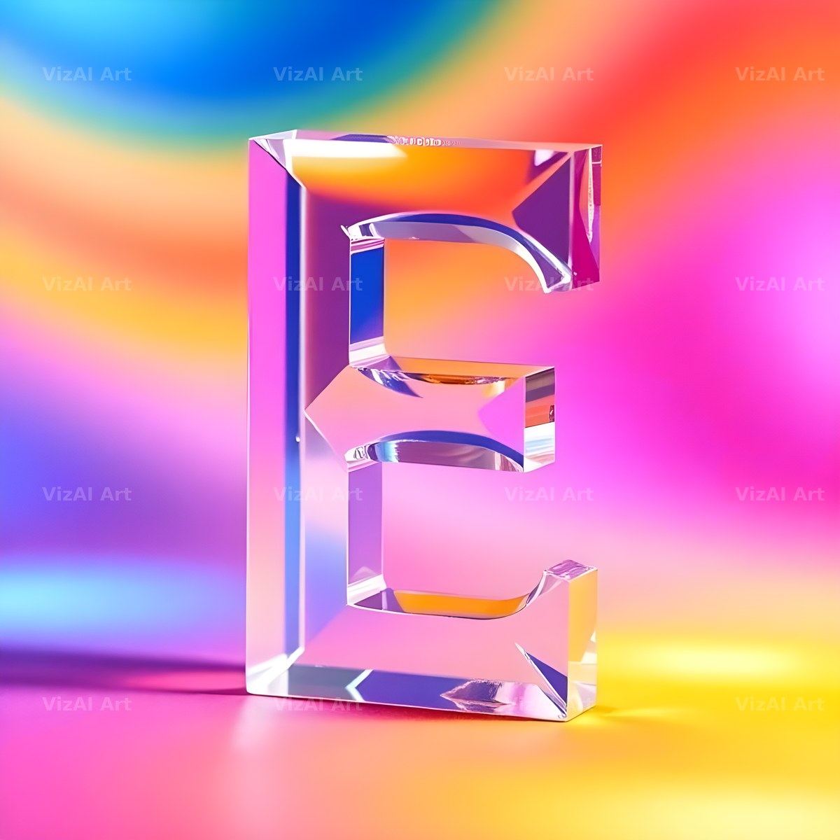 Rainbow Glass Reflection alphabet letter E