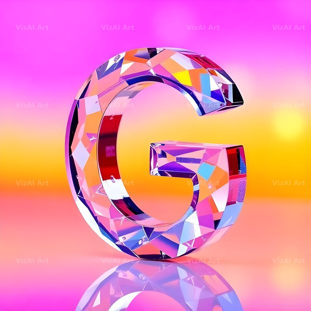 Rainbow Glass Reflection alphabet letter G